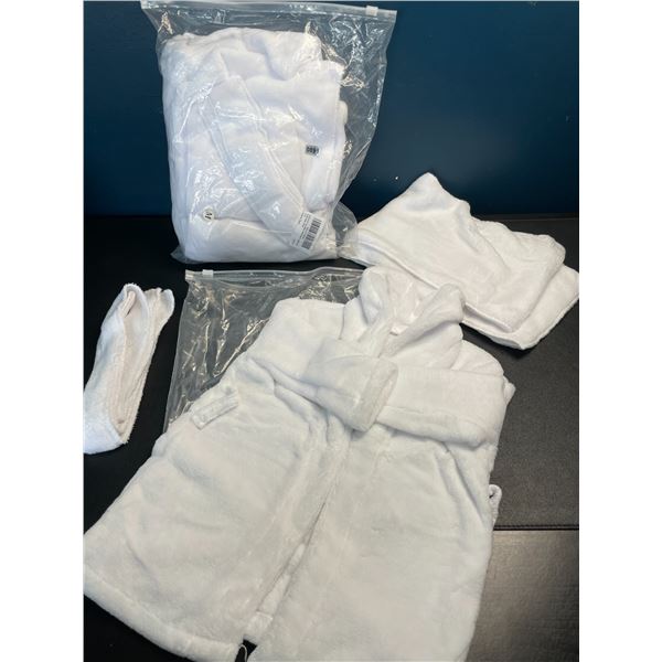 Lot of 2 Baby Bathrobes - Infant Bathrobe Sets - White - Brand New (Newborn Size)