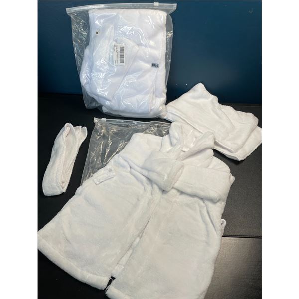 Lot of 2 Baby Bathrobes - Infant Bathrobe Sets - White - Brand New (Newborn Size)