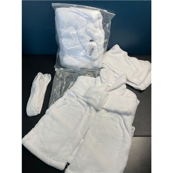 Lot of 2 Baby Bathrobes - Infant Bathrobe Sets - White - Brand New (Newborn Size)