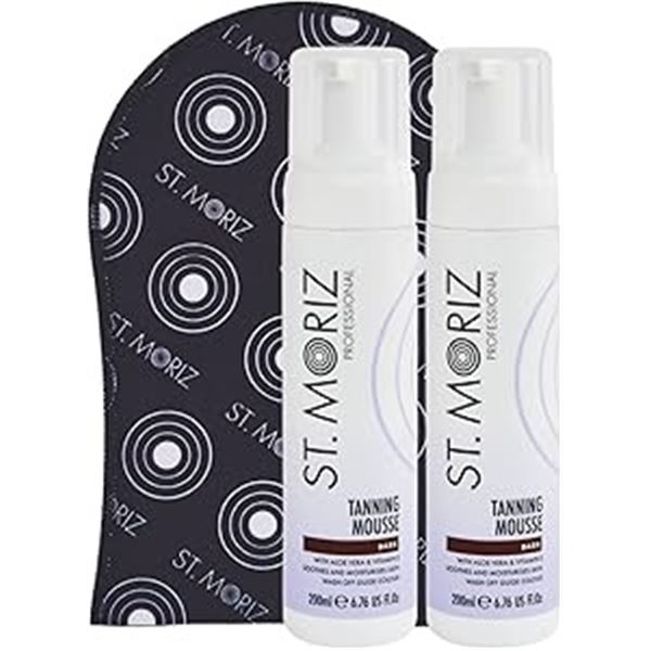 Lot of 3 Sets of St. Moriz Instant Self Tanning Mousse - Dark - 2x 200ml - W/ Applicator Mitt - New!