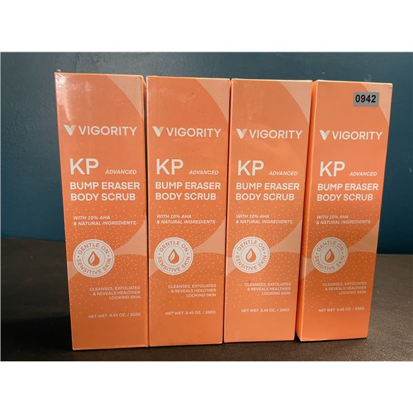 Lot of 4 Vigority KP Advanced Bump Eraser Body Scrubs - Cleanses/Exfoliates Skin - New Sealed