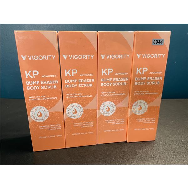 Lot of 4 Vigority KP Advanced Bump Eraser Body Scrubs - Cleanses/Exfoliates Skin - New Sealed
