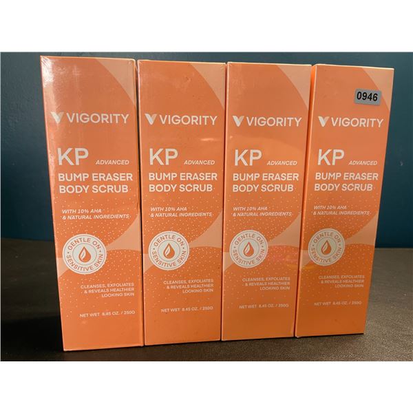 Lot of 4 Vigority KP Advanced Bump Eraser Body Scrubs - Cleanses/Exfoliates Skin - New Sealed