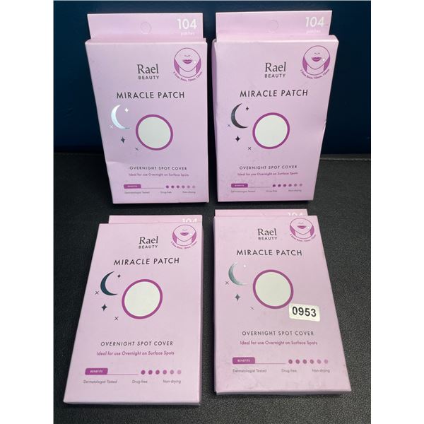 Lot of 4 Boxes of Rael Beauty Miracle Overnight Acne Patches/Spot Covers - 104PCs Each - New
