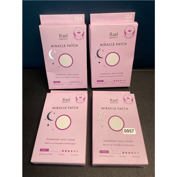 Lot of 4 Boxes of Rael Beauty Miracle Overnight Acne Patches/Spot Covers - 104PCs Each - New