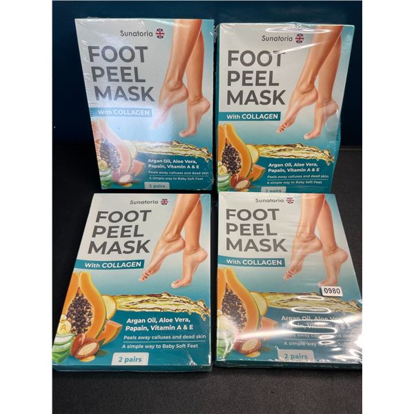 Lot of 4 Boxes of Foot Peel Masks with Collagen - 2 Pairs Each - Brand new