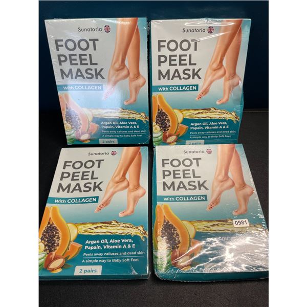 Lot of 4 Boxes of Foot Peel Masks with Collagen - 2 Pairs Each - Brand new