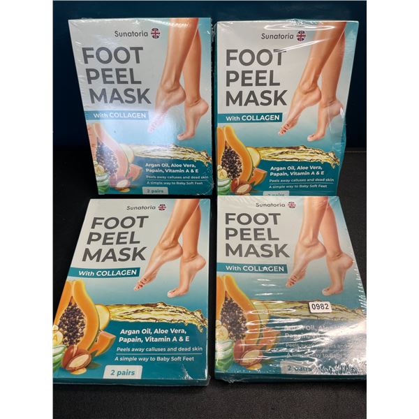Lot of 4 Boxes of Foot Peel Masks with Collagen - 2 Pairs Each - Brand new
