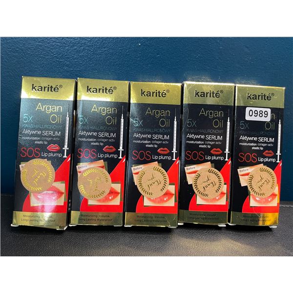 Lot of 5 Karite Argan Oil Lip Plumping Serums - Brand New