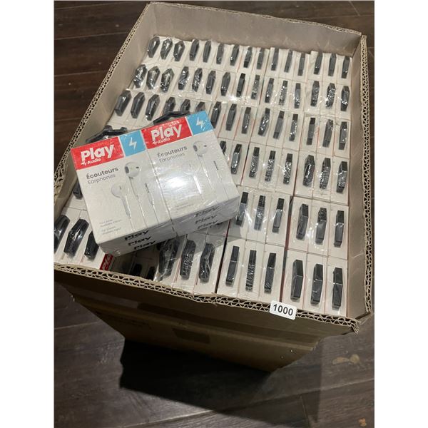 Lot of 1 Box Full of PlayAudio Wired Earphones - 3.5mm Headphone Jack - 360 PCs in box! - BRAND NEW