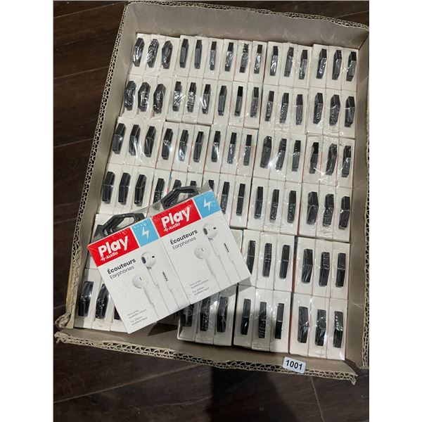 Lot of 1 Box Full of PlayAudio Wired Earphones - 3.5mm Headphone Jack - 360 PCs in box! - BRAND NEW