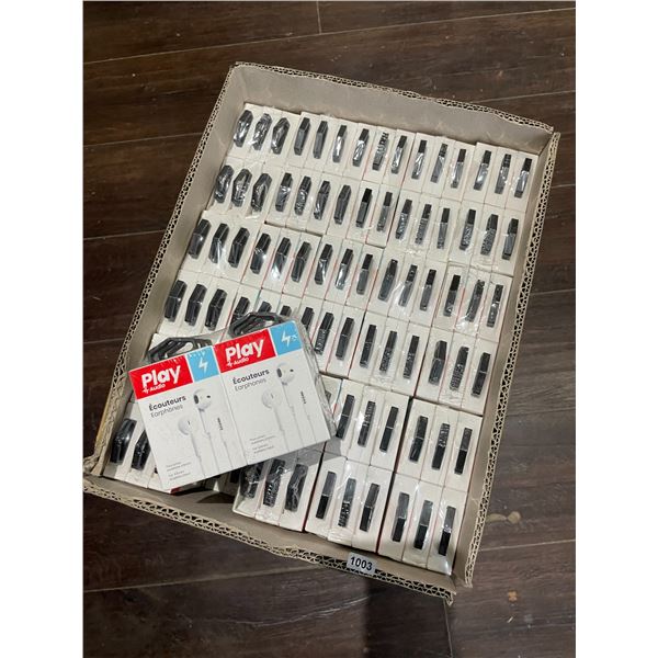 Lot of 1 Box Full of PlayAudio Wired Earphones - 3.5mm Headphone Jack - 360 PCs in box! - BRAND NEW