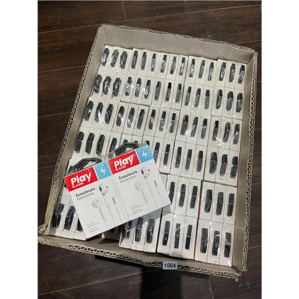 Lot of 1 Box Full of PlayAudio Wired Earphones - 3.5mm Headphone Jack - 360 PCs in box! - BRAND NEW