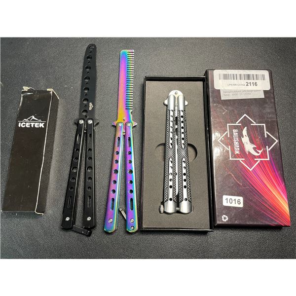 Lot of 4 Assorted Butterfly Folding Practice Training Knives - Brand New