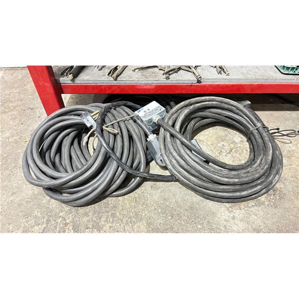 GROUP OF 4 HEAVY GAUGE WELDING MACHINE CORDS FOR 220