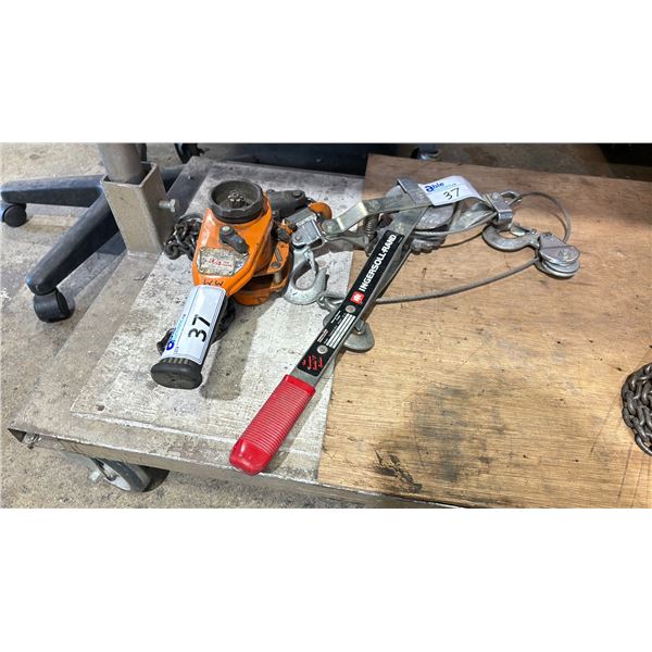 WESTWARD 3/4 TONNE CHAIN PULLER HOIST & INGERSOLL RAND MANUAL RATCHET PULLER