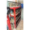 Image 1 : RED METAL HEAVY DUTY 4 TIER SHELF FILLED WITH ASSORTED BRASS & BRONZE MATERIAL
