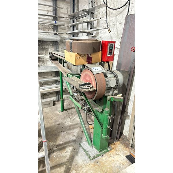 INDUSTRIAL COMBINATION HORIZONTAL 60" X 4" BELT SANDER & 12"DISC SANDER 3 PHASE 5 HP WITH ASSORTED