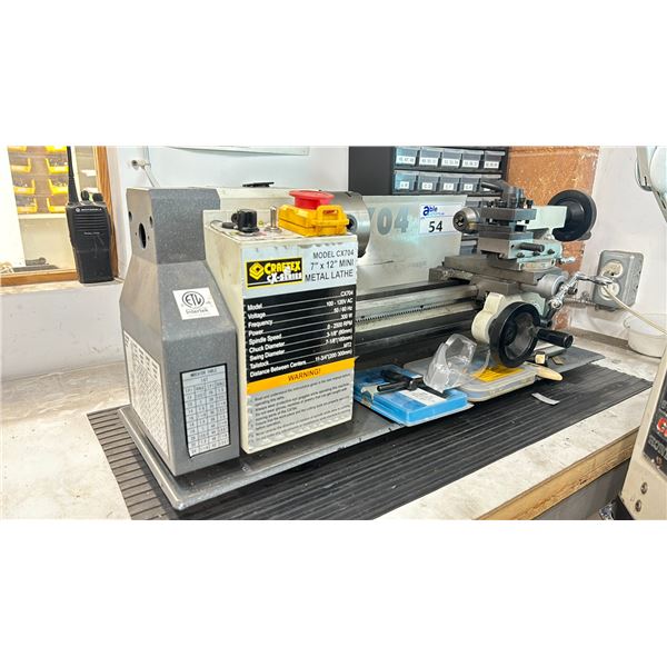CRAFTEX X SERIES CX704 - 7" X 12" MINI METAL LATHE WITH 3" CHUCK, CUTTERS, INSERT TOOLS &