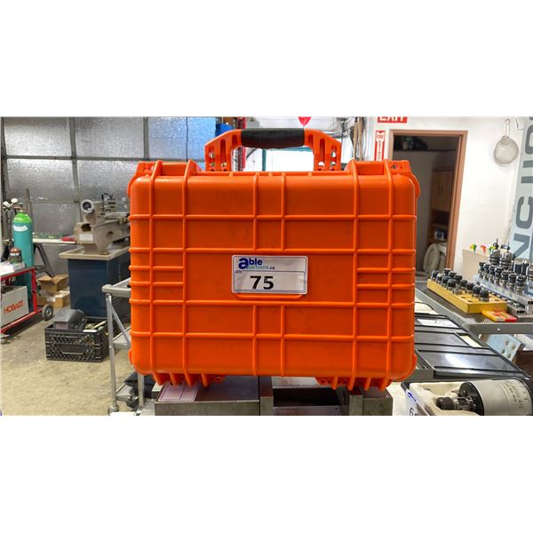 ORANGE PELICAN STYLE DUSTPROOF, WATERPROOF & IMPACT RESISTANT CARRYING/STORAGE CASE