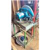 Image 1 : MAKITA 2414B STEEL CUT OFF SAW WITH A METAL STAND - INCLUDES ASSORTED BLADES