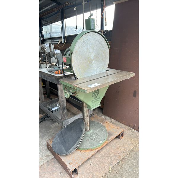 MAX UNIVERSAL 20" 3 PHASE 220V DISC SANDER & GRINDER ON A STEEL BASE WITH EXTRA SANDING DISCS