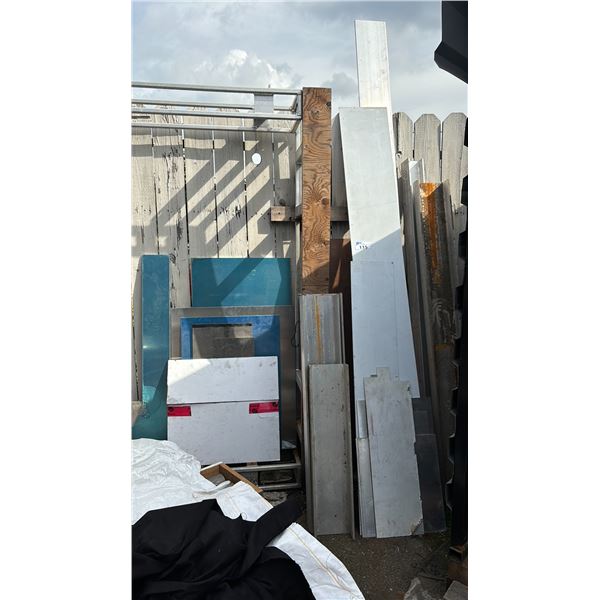 GROUP OF ASSORTED ALUMINUM FLAT BAR, SHEET & CHANNEL + 1 PARTIAL SHEET OF COPPER MATERIAL