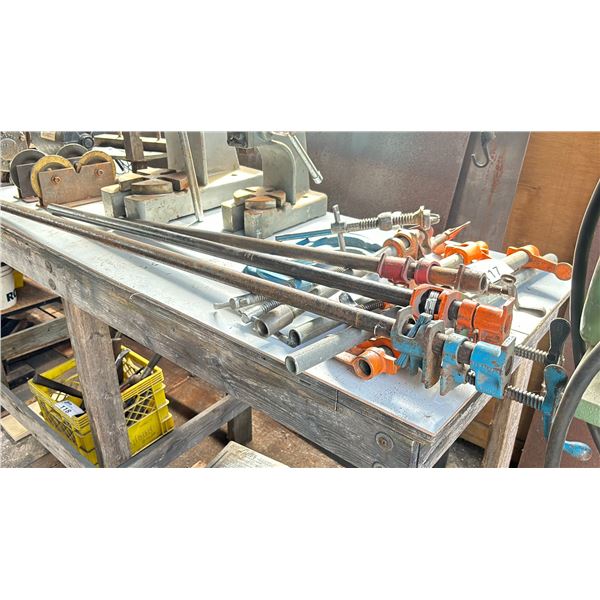 GROUP OF APPROX. 9 ASSORTED CLAMPS - C CLAMPS & BAR CLAMPS