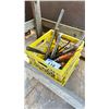 Image 1 : CRATE OF ASSORTED METAL FILES, PRY BARS & HAMMERS