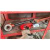 Image 2 : SHELF LOT OF ASSORTED PIPE FITTING TOOLS - RIDGID THREADER, 3 PIPE WRENCHES & PIPE CUTTER