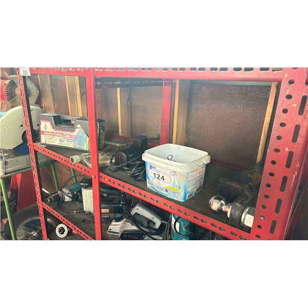 GROUP OF ASSORTED AUTOMOTIVE - TRAILER HITCH, ASSORTED HITCH BALLS, TIRE CHAINS, TIRE IRON & SMALL