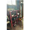 Image 1 : RED SHELVING UNIT - APPROX. 4'L X 4'H X 1.5'W * CONTENTS NOT INCLUDED *