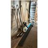 Image 1 : GROUP OF ASSORTED YARD/GARDEN ITEMS - CHAIN LINK FENCING, SHOVELS, BROOMS, PRESSURE SPRAYER, 2