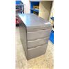 Image 1 : ROLLING GREY METAL 3 DRAWER STORAGE CABINET WITH CONTENTS