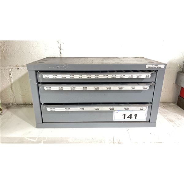HUOT 3 DRAWER FRACTIONAL DRILL CABINET WITH FULL SET OF DRILL BITS