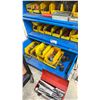 Image 2 : 3 SECTION METAL STORAGE CABINET FILLED WITH MACHINE TOOLING - LONG DRILL BITS, REEMERS, SLITTING