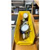 Image 1 : YELLOW PLASTIC BIN OF 5 ASSORTED DIAL GAUGES -  ( TECLOCK, MITUTOYO, FEDERAL TESTMASTER,