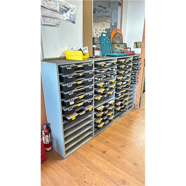 WOODEN ORGANIZER STORAGE CABINET - APPROX. 6'W X 3.5'H X 1'D * CONTENTS NOT INCLUDED *