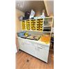 Image 2 : MOBILE LARGE WOODEN WORK CABINET WITH UPPER HUTCH * CONTENTS NOT INCLUDED, CABINET ONLY * - APPROX.