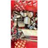 Image 3 : RED CRATE OF AUTOMOTIVE TOOLS - PULLERS, COMPRESSOR TESTER GAUGE, VALVE SPRING COMPRESSOR TOOL,
