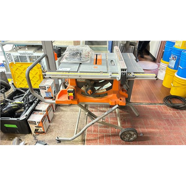 RIDGID TS-UV CONTRACTORS MOBILE FOLDAWAY 10" TABLE SAW WITH EXTRA BLADES & ACCESSORIES