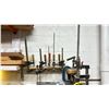 Image 2 : WOOD WORKERS LOT OF ASSORTED TOOLS - 11 ASSORTED CLAMPS, 2 SAWS, RULERS + SQUARES, MITER BOX & 2
