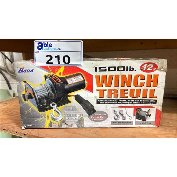 BADA 12 V 1500 LB WINCH IN BOX * LOCATED UPSTAIRS *
