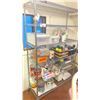 Image 2 : SEVILLE 6 SHELF COMMERCIAL SHELVING CHROME FINISH MOBILE RACK WITH ASSORTED PAINTS, AIR BRUSH GUN,
