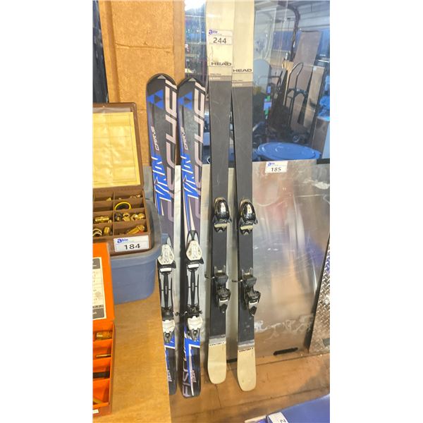 2 PAIRS OF DOWNHILL SKIS 190'S & FISCHER 160'S