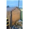 Image 2 : METAL TUBE FRAME 12' X 8' FULLY ENCLOSED WITH ZIPPER END OPENING SHELTER * ORIGINAL COVER WORN +