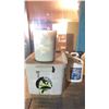 Image 3 : GROUP OF CLEAR KEROSENE, PAINT THINNER & 2 CONTAINERS OF SHOP RAGS