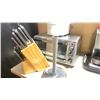 Image 3 : WHITE COUNTER HEIGHT TABLE FILLED WITH SMALL KITCHEN APPLIANCES - WHIRLPOOL INDUCTION COOKTOP,