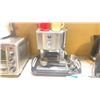Image 4 : WHITE COUNTER HEIGHT TABLE FILLED WITH SMALL KITCHEN APPLIANCES - WHIRLPOOL INDUCTION COOKTOP,