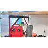 Image 4 : PAIR OF RED METAL WORK STANDS WITH LARGE TABLE TOP - APPROX.60" ACROSS X 38" WIDE X 31 1/2" HIGH